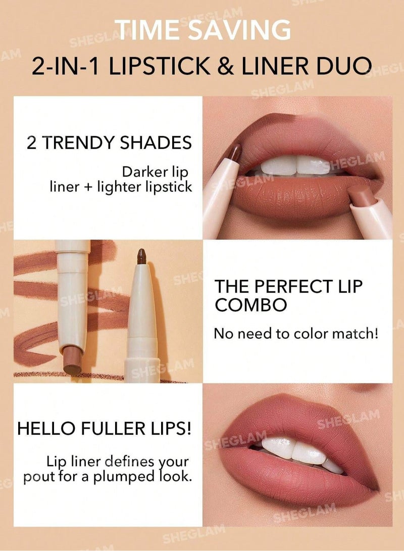 SHEGLAM Glam 101 Lipstick And Liner Duo Praline Pie - Image 1