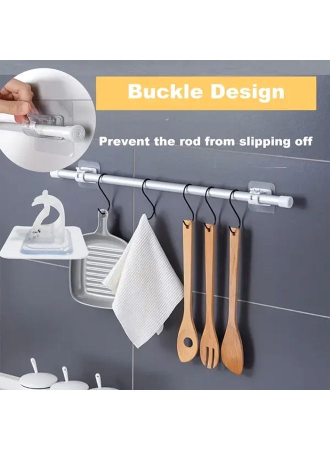 4pcs White Heavy Duty Adhesive Curtain Rod Brackets No Drill Installation Adjustable - Image 4