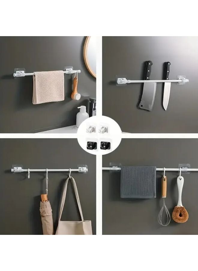 4pcs White Heavy Duty Adhesive Curtain Rod Brackets No Drill Installation Adjustable - Image 2