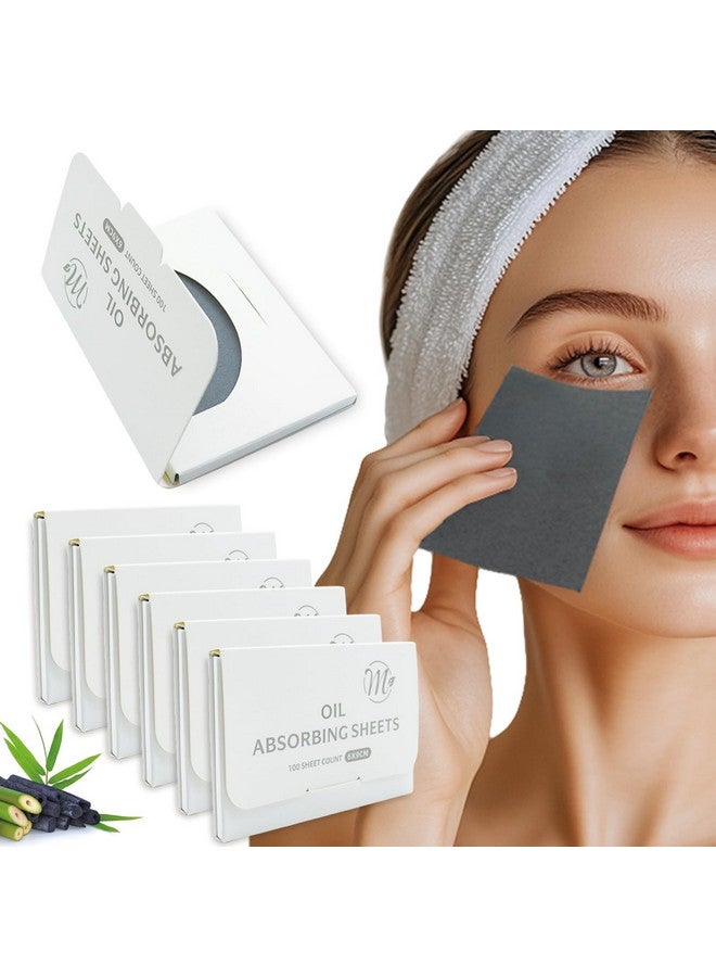Facial Oil Blotting Sheets, Bamboo Charcoal Oil Blotting Paper 600 Counts, Makeup Friendly Oil Absorbing Paper, That Is Easy To Carry And Use, Christmas Gift (600 Count (Pack of 6)) - Image 1