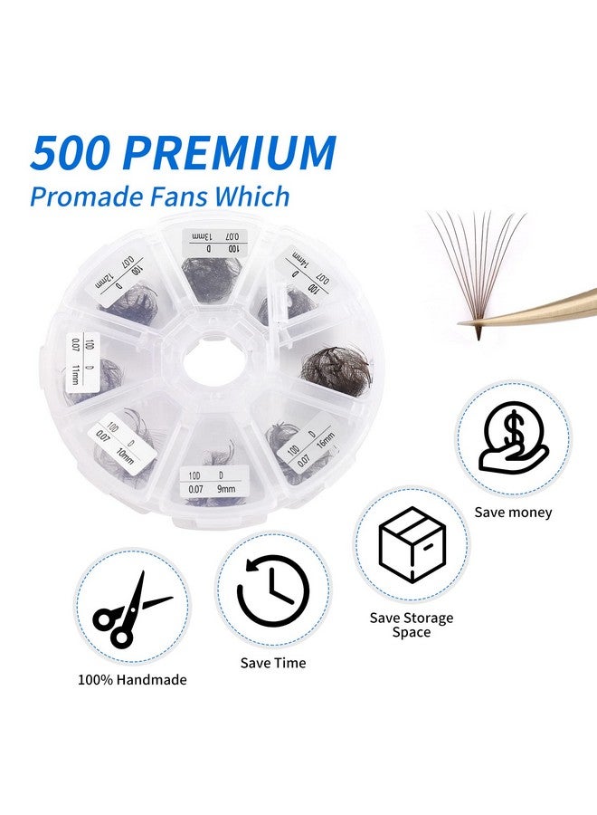 WENDY LASHES Volume Lash Extensions 10D Brown Premade Fans 500 PCS 0.07mm 9-16mm Mixed C/D Curl Short Stem Premade Volume Eyelash Extensions Pointed Base Fans by WENDY LASHES (500PCS-10D-0.07-C, 9-16mm MIXED) - Image 2