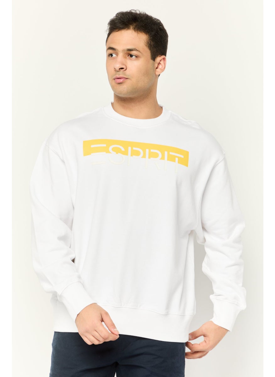ESPRIT - Men Crew Neck Long Sleeves Brand Logo Sweatshirts, White - Image 1