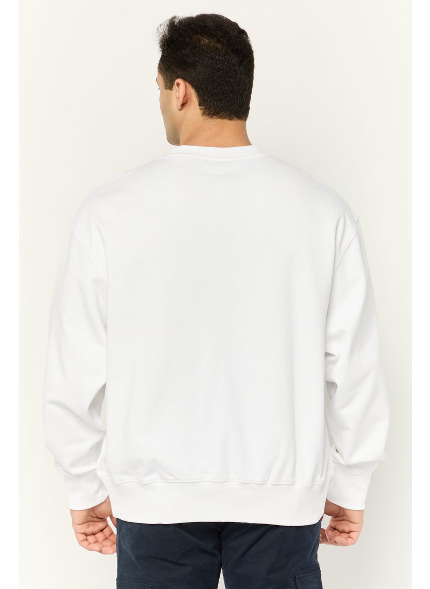 ESPRIT - Men Crew Neck Long Sleeves Brand Logo Sweatshirts, White - Image 1