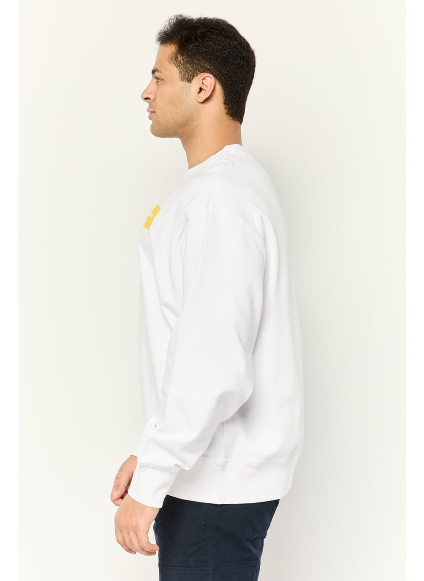 ESPRIT - Men Crew Neck Long Sleeves Brand Logo Sweatshirts, White - Image 1