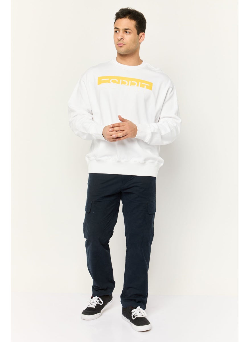 ESPRIT - Men Crew Neck Long Sleeves Brand Logo Sweatshirts, White - Image 1