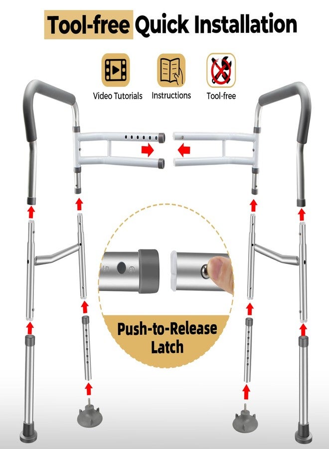 ColCospie Toilet Safety Rails for Seniors, Adjustable Toilet Safety Frame Handles Fits Most Toilets, Mothers Day Gifts for Handicap and Disabled Seniors Elderly, Foldable, Safe Weight Capacity of 330 lbs(150KG) - Image 3