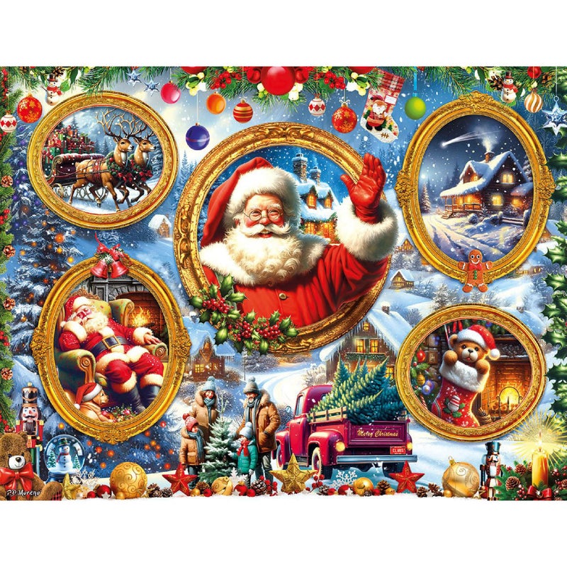 White Mountain 500 Piece Jigsaw Puzzle Winter Santa Collage Puzzles with Large Pieces Gift for Adults 18x24 Christmas Frames - Image 3