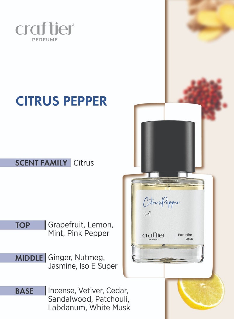 Craftier Perfume CITRUS PEPPER - Inspired of-BLEU de'Ch, Eau De Parfum for Men - 50ml, Long Lasting Citrus Fragrance Upto 36 Hrs, Travel Size Men's Perfume - Image 3