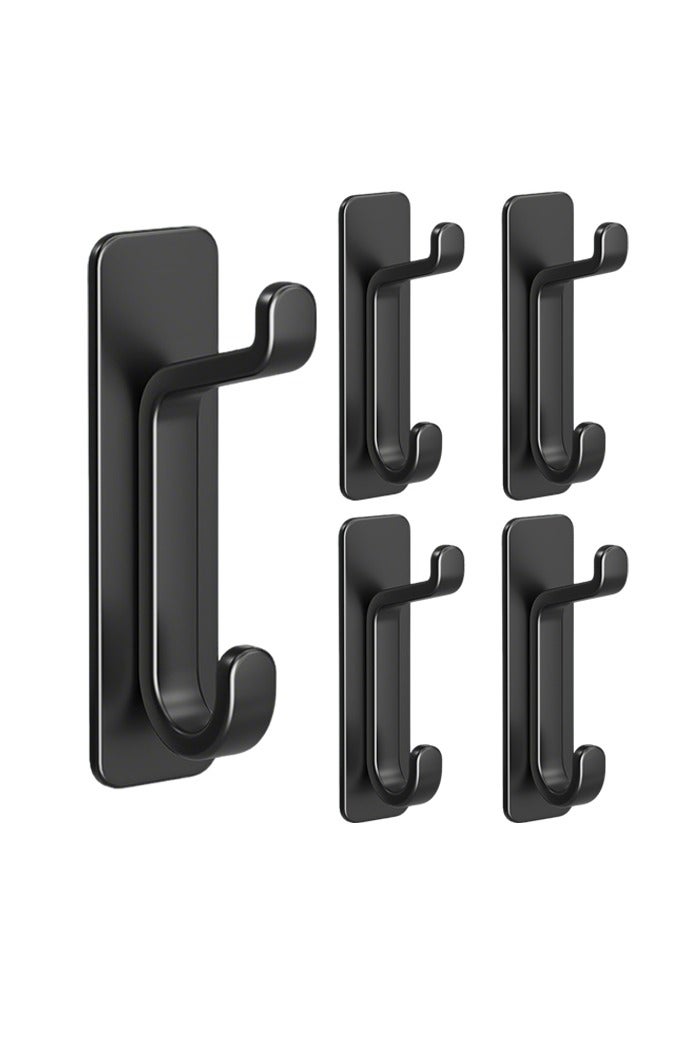 5 Pcs Self Adhesive Wall Hooks for Hanging, Hook for Coat, Towel in Bathrooms, Shower, Kitchen, Wall, Door Hook, Black - Image 1