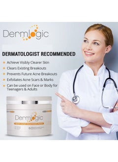Dermlogic Acne Treatment Padscontains Glycolic Lactic Salicylic Acid. Eliminates Oily Skin Clogged Pores & Cystic Breakouts. Removes Dark Spots Whitehead & Blackhead Pimples For Face & Body.  - Image 3