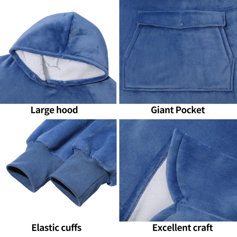 Krifey Wearable Blanket Hoodie, Oversized Sherpa Fleece Sweatshirt with Giant Pocket, Birthday Gifts for Women, Mom, Sister, Calm Sky Blue - Image 4