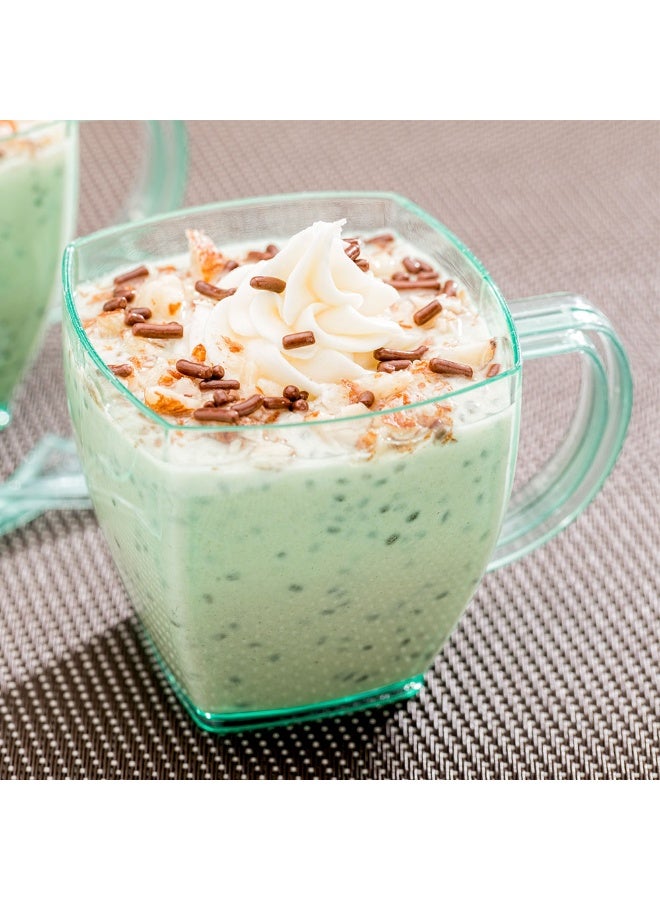 Restaurantware 5 Ounce Square Espresso Cups, 100 Disposable Plastic Coffee Cups - PS Plastic, With Handles, Seagreen Plastic Dessert Cups, For Catering Events, Parties, Weddings, And Cafes - Image 3