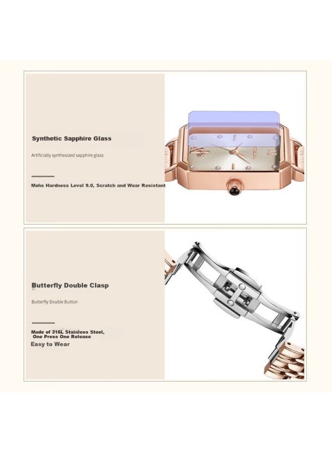 ROSDN Laoston Women's Watch Lightweight Luxury Small Square Waterproof Vintage Ladies Watch Valentine's Day Gift For Girlfriend - Image 4