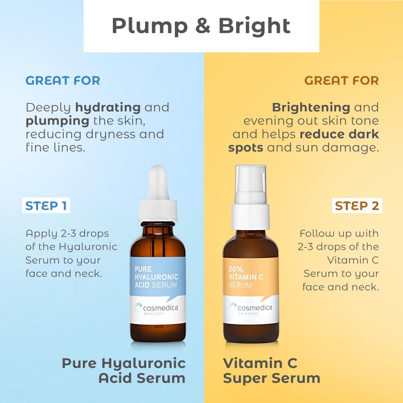 Cosmedica Skincare Set- Vitamin C Super Serum and Pure Hyaluronic Acid - Image 2