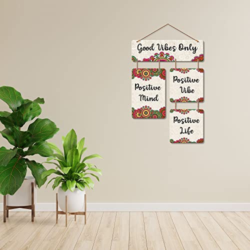 Artvibes Positive Vibes Positive Life Decorative Wall Hanging Ornaments | Quotes Decor Item | Wall Poster | Office Decor | Wall Art Print | Inspirational Quotes | Gift Items (WH_6510N) - Image 2