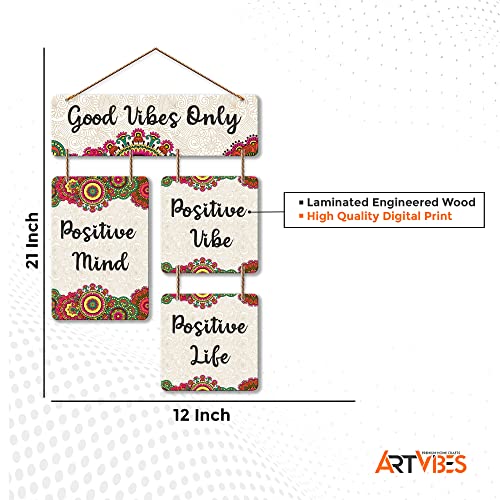 Artvibes Positive Vibes Positive Life Decorative Wall Hanging Ornaments | Quotes Decor Item | Wall Poster | Office Decor | Wall Art Print | Inspirational Quotes | Gift Items (WH_6510N) - Image 5