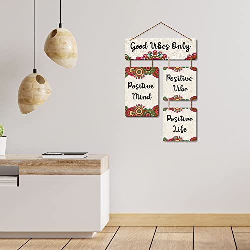 Artvibes Positive Vibes Positive Life Decorative Wall Hanging Ornaments | Quotes Decor Item | Wall Poster | Office Decor | Wall Art Print | Inspirational Quotes | Gift Items (WH_6510N) - Image 3