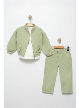 Miniğimin Cicileri My Little One's Cici Trend Printed Gabardine Jacket Girl's 3-piece suit - Green  - Image 1