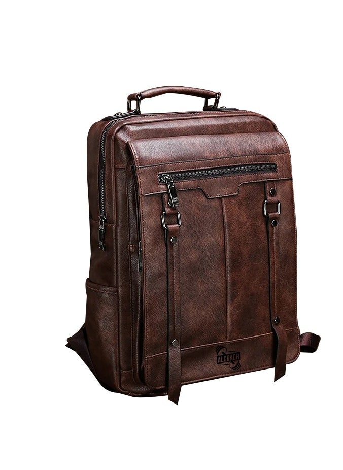 Laptop Backpack Bag with Adjustable Straps Lightweight Leather Bag Multiple Compartments Double Zippers Secure for Laptops and Tablets