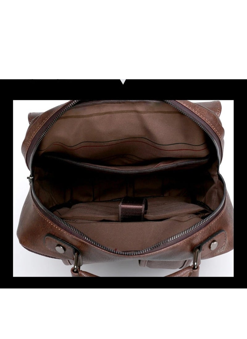 Laptop Backpack Bag with Adjustable Straps Lightweight Leather Bag Multiple Compartments Double Zippers Secure for Laptops and Tablets