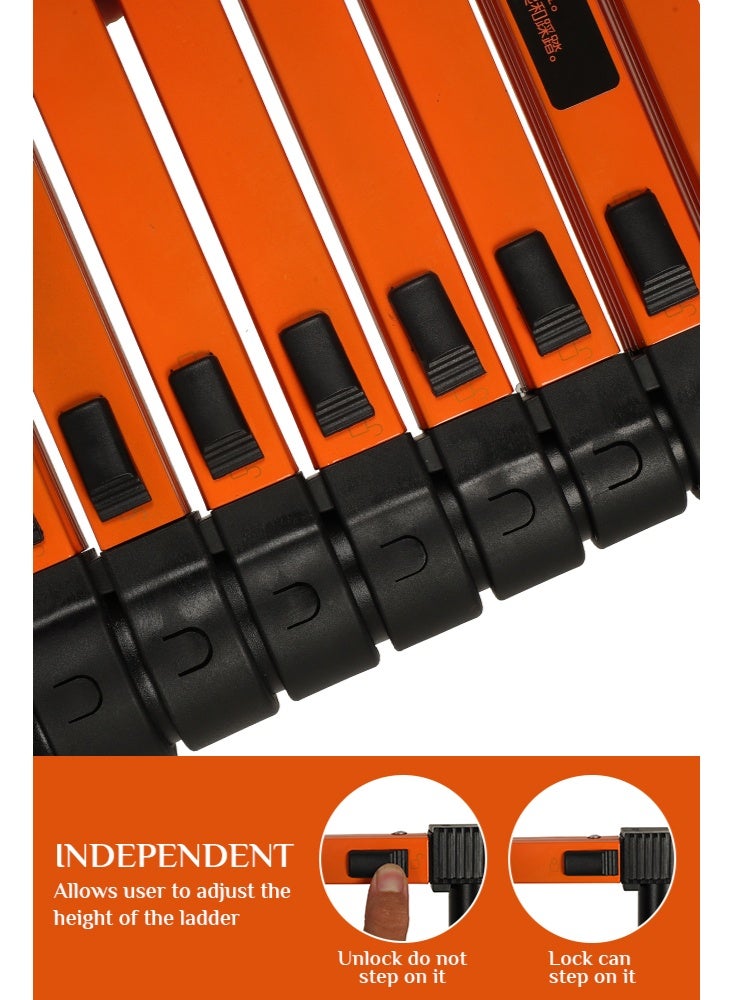 Uptyia 2.3M Telescoping Ladder, Aluminum Extension Ladder,  Heavy-Duty Steel Extension Ladder Folding Portable for Home Roof Attic Non Slip Step Ladders with One Button Retraction 330 lbs Load Capacity , Multi-Purpose Collapsible Ladder for Home and Work - Image 5