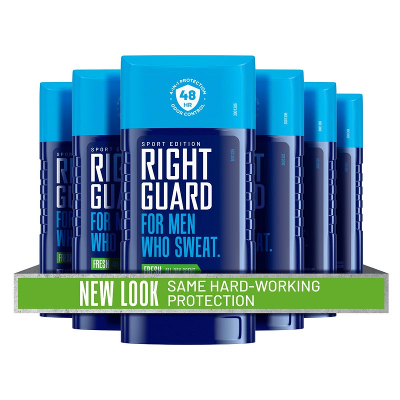 Right Guard Sport Fresh Scent Antiperspirant & Deodorant Invisible Solid - 4-in-1 Deodorant For Men, Blocks Sweat, 48-Hour Odor Protection, Quick-Drying, & Long-Lasting, 2.6 oz (6 Pack) - Image 1