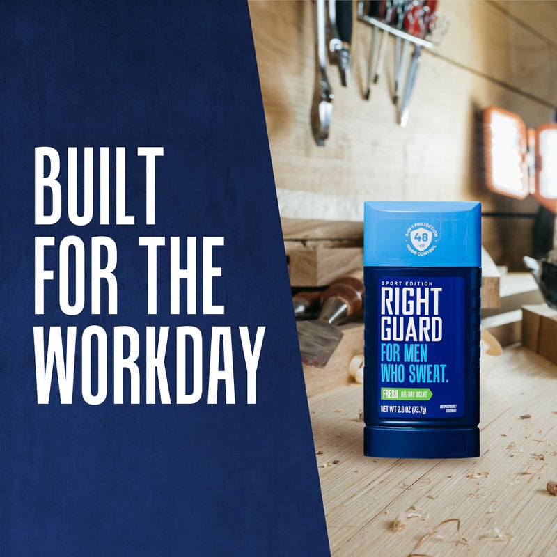 Right Guard Sport Fresh Scent Antiperspirant & Deodorant Invisible Solid - 4-in-1 Deodorant For Men, Blocks Sweat, 48-Hour Odor Protection, Quick-Drying, & Long-Lasting, 2.6 oz (6 Pack) - Image 5