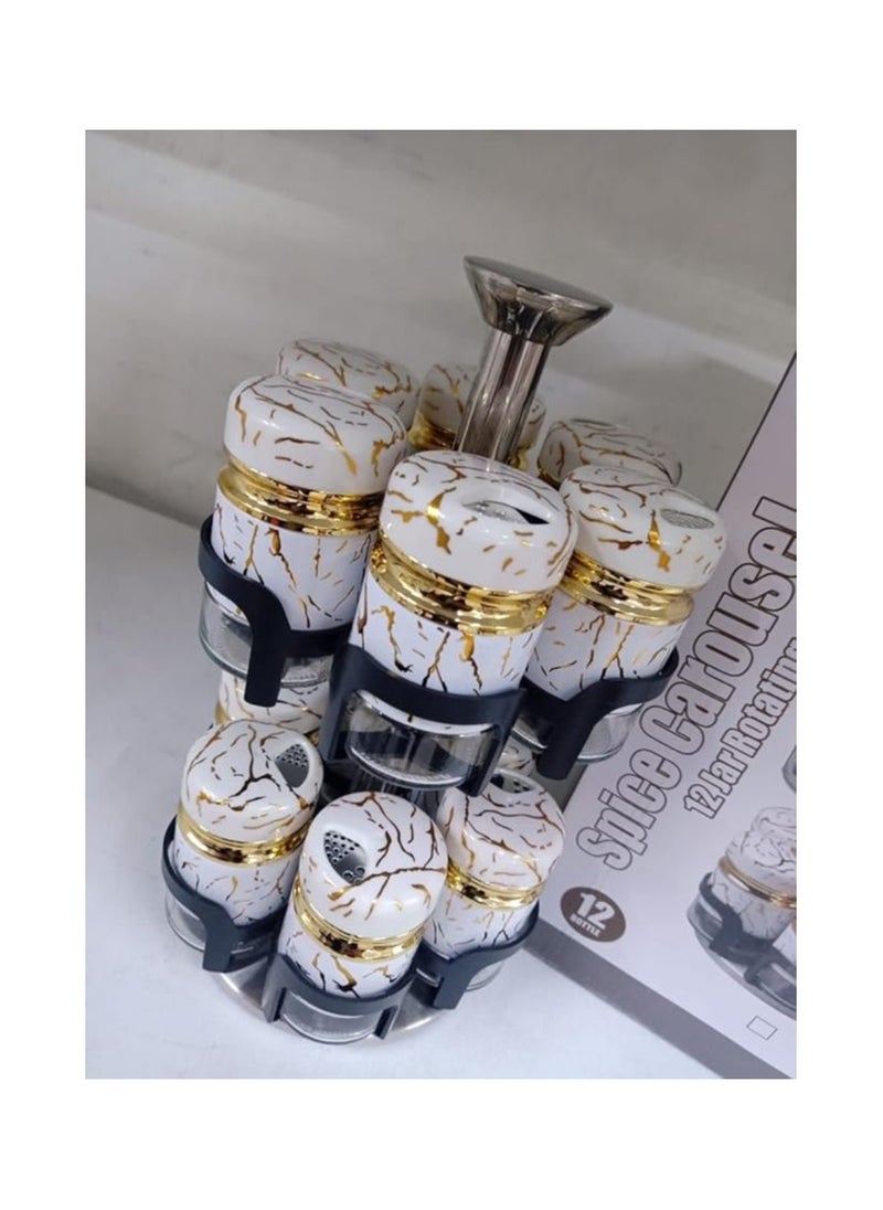FALMER falmer Spice Carousel 360 ° - 6 Pcs "Porcelain " white & Gold" 