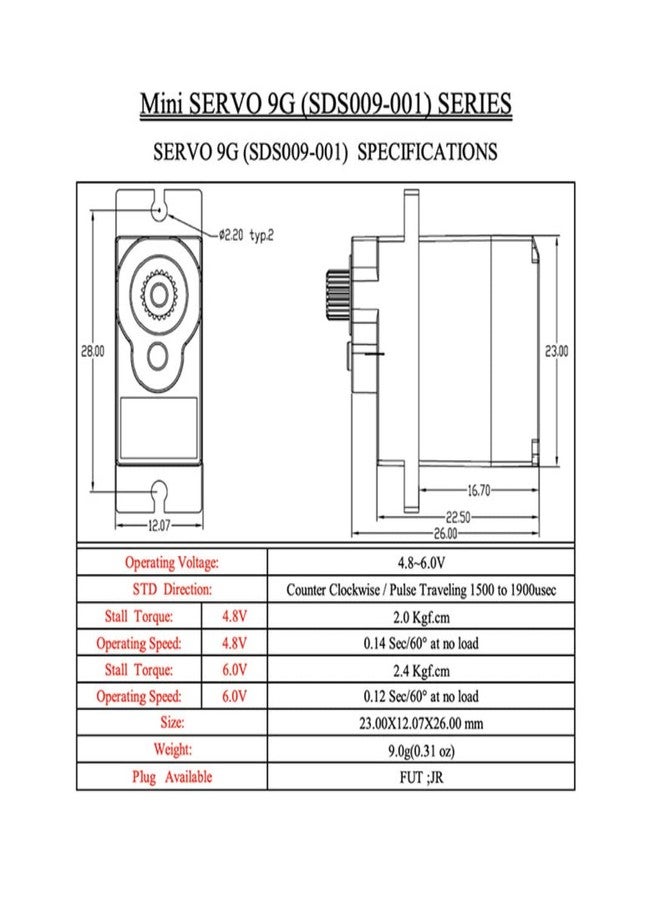 RADIOLINK SAN SHU SDS009-001 Micro Servo 0.31oz/9g for Radiolink A560 Aileron Original Replacement, Aircraft Car Boat Models, and Robot/Mechanical arm - Image 2
