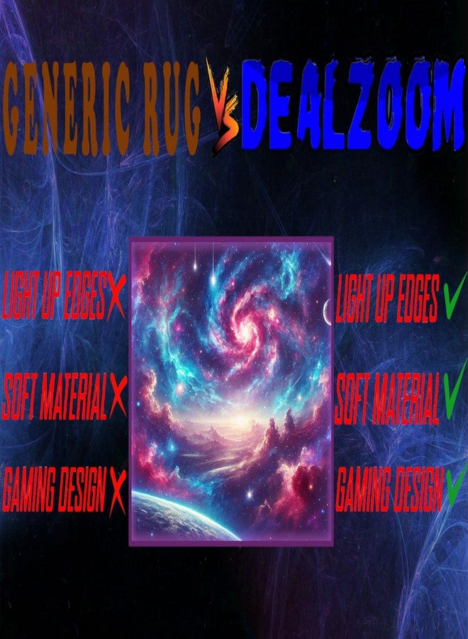سجادة ألعاب DEALZOOM بإضاءة RGB LED (3x5 دوامة مجرية) - سجادة أرضية لغرفة النوم - سجادة غرفة أطفال مانعة للانزلاق لكرسي الألعاب - ديكور غرفة ألعاب للمراهقين والأولاد والأطفال - Image 4