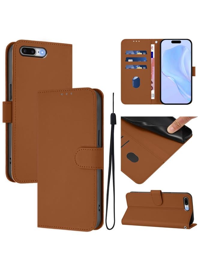 S-TOP Case For iPhone 8 Plus / 7 Plus Skin Feel Solid Color Leather Phone Case with Lanyard - Image 1