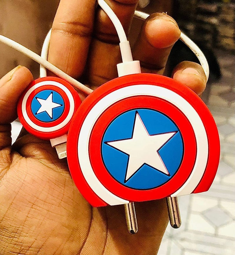 CERLINK حماة كابلات الشحن لشواحن آيفون 18 واط 20 واط نوع C، غلاف واقي كرتوني لطيف بتصميم ثلاثي الأبعاد مجموعة حماية كاملة للشاحن والمحولات - 1 (مارفل) - Image 3