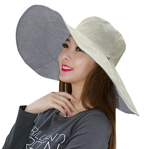 Fakeface Fishing Beach Cap Summer Sun Hat Wide Brim Reversible for Women Foldable UPF 50+ - Image 2