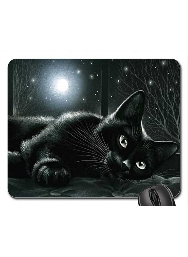 Ergonflow Schoolsupplies Black cat in moonlight Mouse Pad, Mousepad (Cats Mouse Pad)  - Image 1
