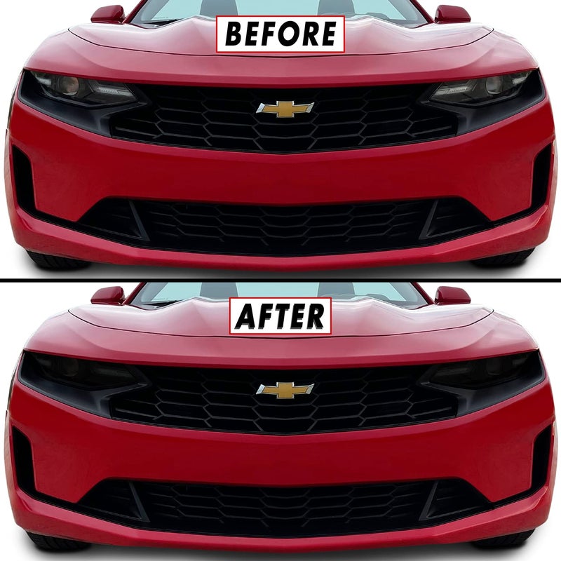 Generic SlickMod PreCut Vinyl Smoke Tint for 2019-2022 Chevy Camaro Headlight (LS & LT Models, 20% Dark Smoke)  - Image 1