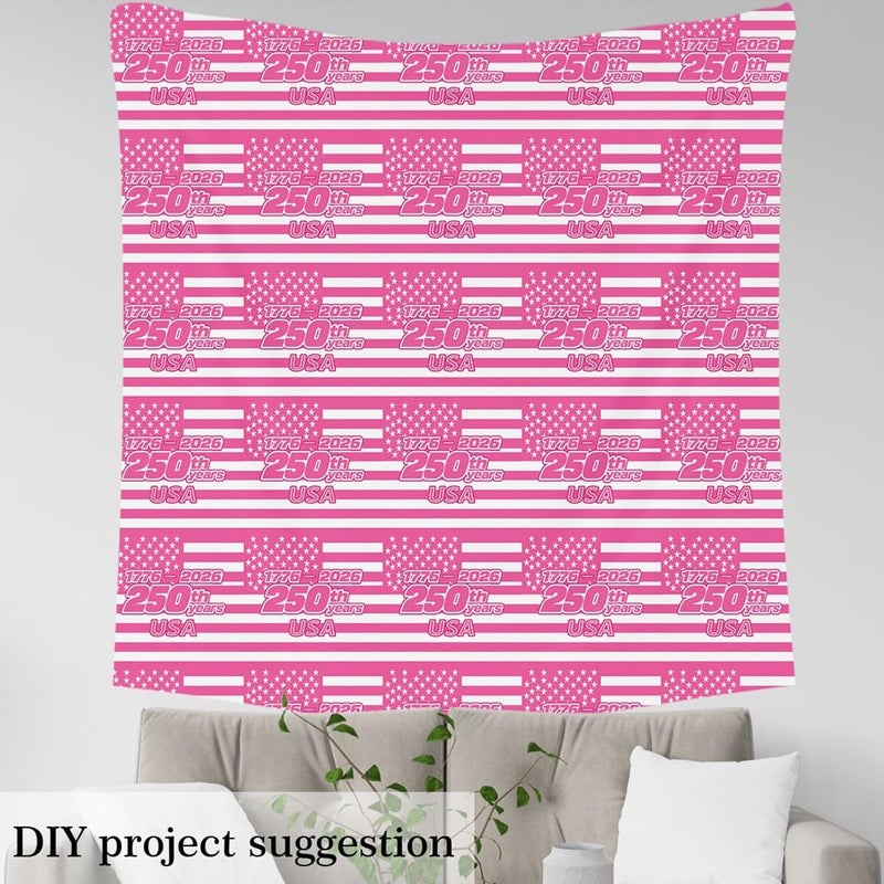 250 Anniversary USA Upholstery Fabric for Chairs United States 250th Anniversary Outdoor Fabric by The Yard 36"x63", USA Flag Vintage Hot Pink Landscape Fabric Americana Gifts for Family - Image 4