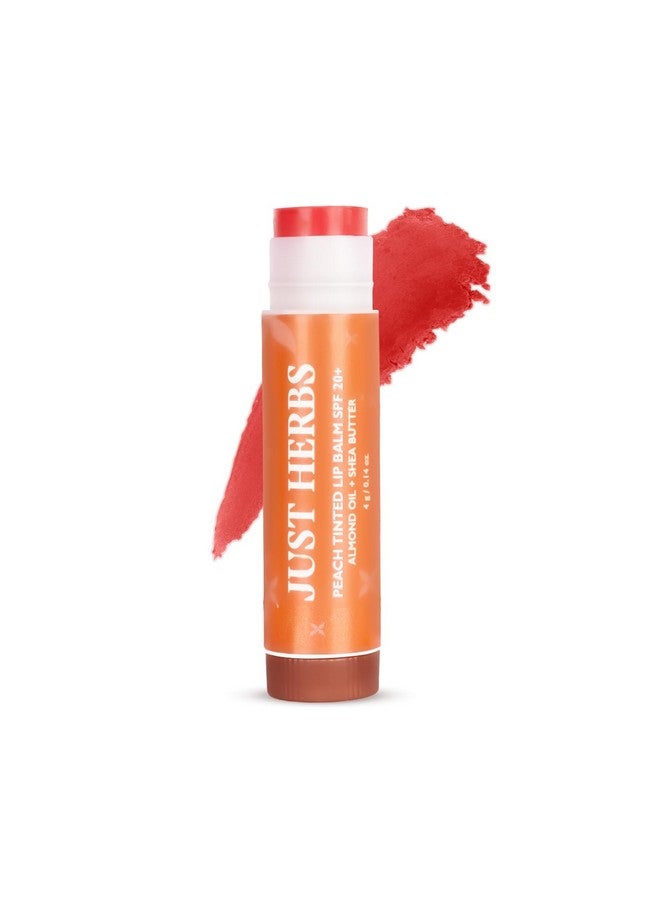 جاست هيربز مرطب شفاه ملون للرجال والنساء مع عامل حماية من الشمس 20+ للشفاه الداكنة لتفتيح 4 جرام (خوخي) - Image 1