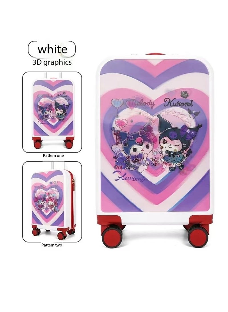 kids suitcase, 20-inch carry-on suitcase, with universal wheels and 3D deformed pattern stickers, AB double-sided patterns can be changed at will, travel suitcase, lightweight carry-on suitcase, children's toddler trolley suitcase (vertical version)  - Image 1