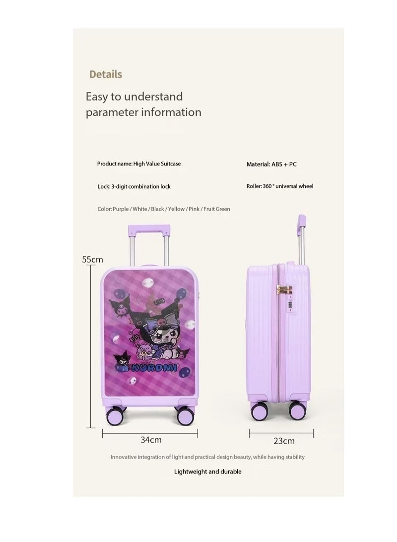 kids suitcase, 20-inch carry-on suitcase, with universal wheels and 3D deformed pattern stickers, AB double-sided patterns can be changed at will, travel suitcase, lightweight carry-on suitcase, children's toddler trolley suitcase (vertical version)  - Image 2