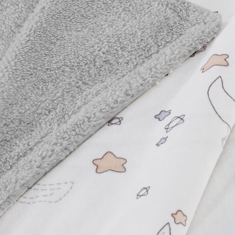 CREVENT 2Pcs 76x102cm Cute Cozy Fluffy Warm Baby Blankets for Infants Toddlers' Bedding Crib Cot Stroller - Grey Cloud + Minky Good Night - Image 5