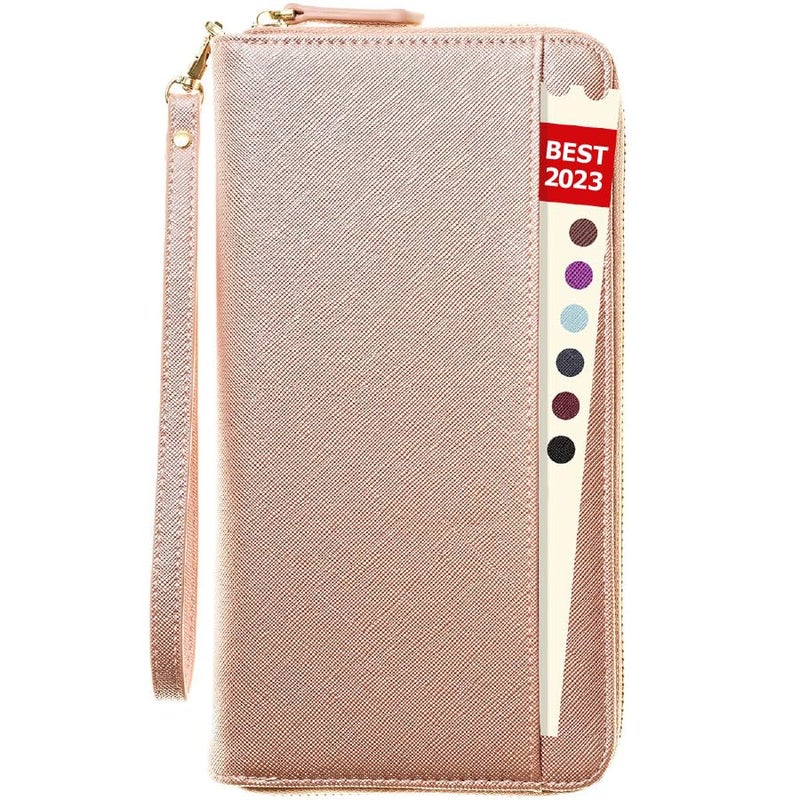 Apadi Travel Document Organizer - RFID Passport Wallet Case Family Holder Id Wristlet - Image 1