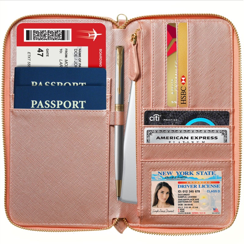 Apadi Travel Document Organizer - RFID Passport Wallet Case Family Holder Id Wristlet - Image 2