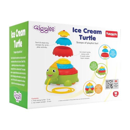 Giggles Funskool Pull Along Turtle, Activity & Learning Toy for Babies, Toddlers, for Baby Boys & Girls, Encourage Walking, Improve Balance, Multicolour, Gift Set for Kids, Ages 18+ Months - Image 2
