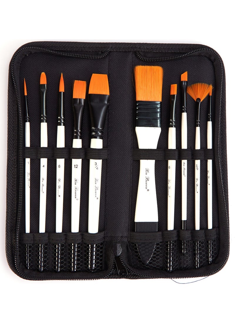 Xinbowen - Bag Oil and Acrylic Paint Mixed Brush Set 10 Pieces - Image 1