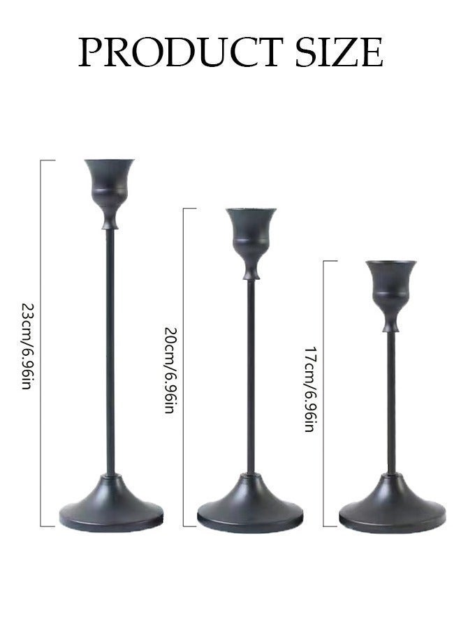 DUNISO Black Candlestick Holders Set of 3, Candle Stick Taper Candle Holder, Vintage Decorative Metal Candle Holders Centerpieces for Table Mantel Festive Decorations Gifts - Image 2