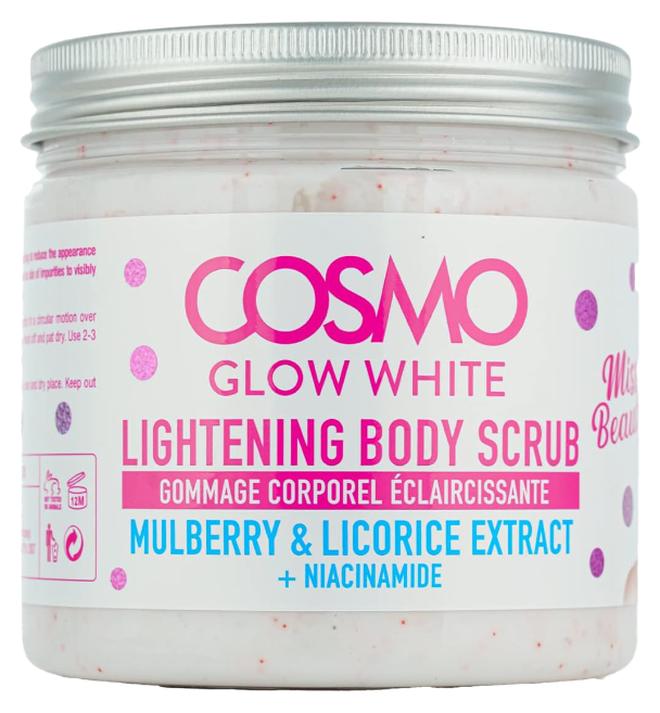 Cosmo Glow White Lightening Body Scrub 475ml, Mulberry and Licorice Extract, Helps to Reduce Dark Spots, Smoothen Skin, For Unisex - Image 1