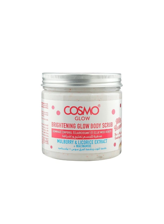 Cosmo Glow Miss Beauty Skin Body Scrub 475ml, Mulberry and Licorice Extract, Helps to Reduce Dark Spots, Smoothen Skin, For Unisex
