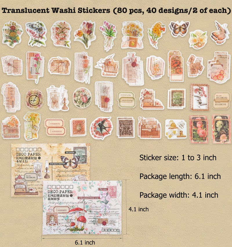 Knaid 200 Piece Vintage Ephemera Bundle - Paper & Sticker Kit for Junk Journaling, Scrapbooking, Planners, Bullet Journals, Collage, Decoupage - Cottagecore Themed - Pastel/Earthy Tones - Image 4