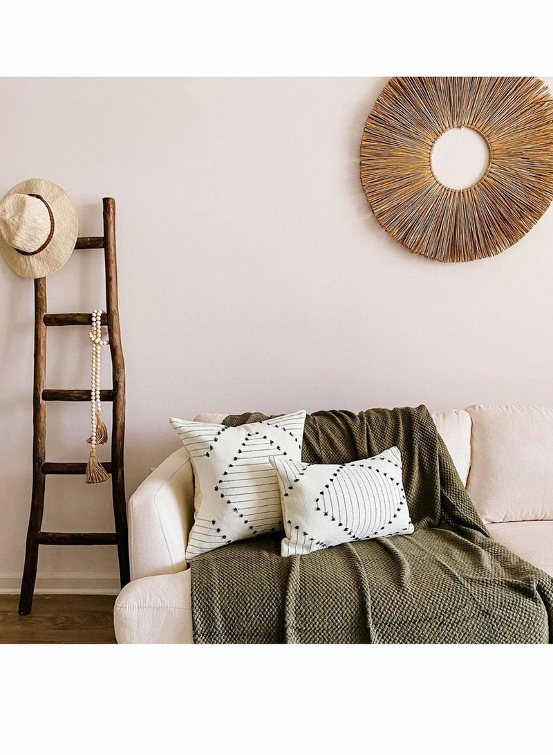 KASTWAVE Boho Throw Pillow Covers, 2 Pcs Black and Cream White, Set of 2 Modern Farmhouse Accent Home Decor, Neutral Woven Decorative Pillow Covers for Couch/Bed  18 x 18 Inches, - Image 5