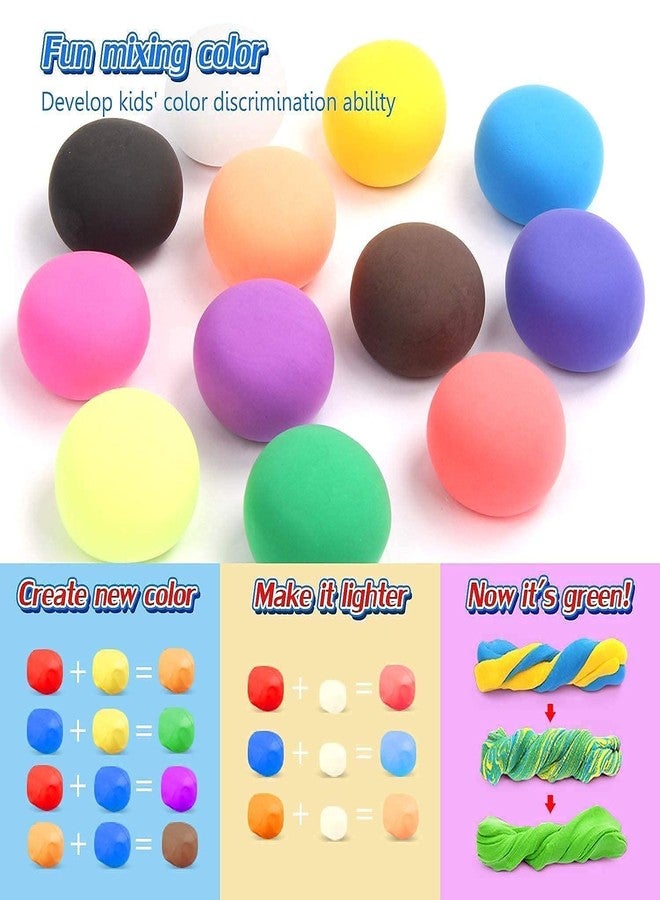 Promote Trader Modeling Clay Air Dry Clay Light Model Magic Clay 12 Colors DIY Creative with Molding Clay Tools Free Glitter, Clay in Air Tight Storage Mini Box Crafts Gift for Kids - Image 2